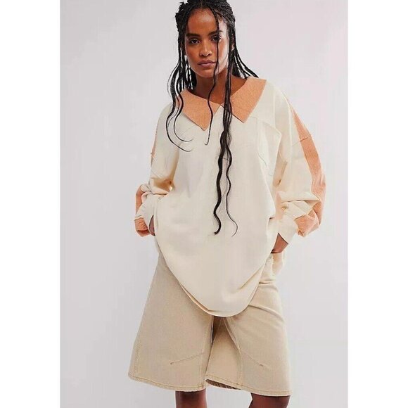 Free People Madeleine Sweatshirt Pullover Top Oversized Slouchy XS New 270984 - Picture 1 of 8